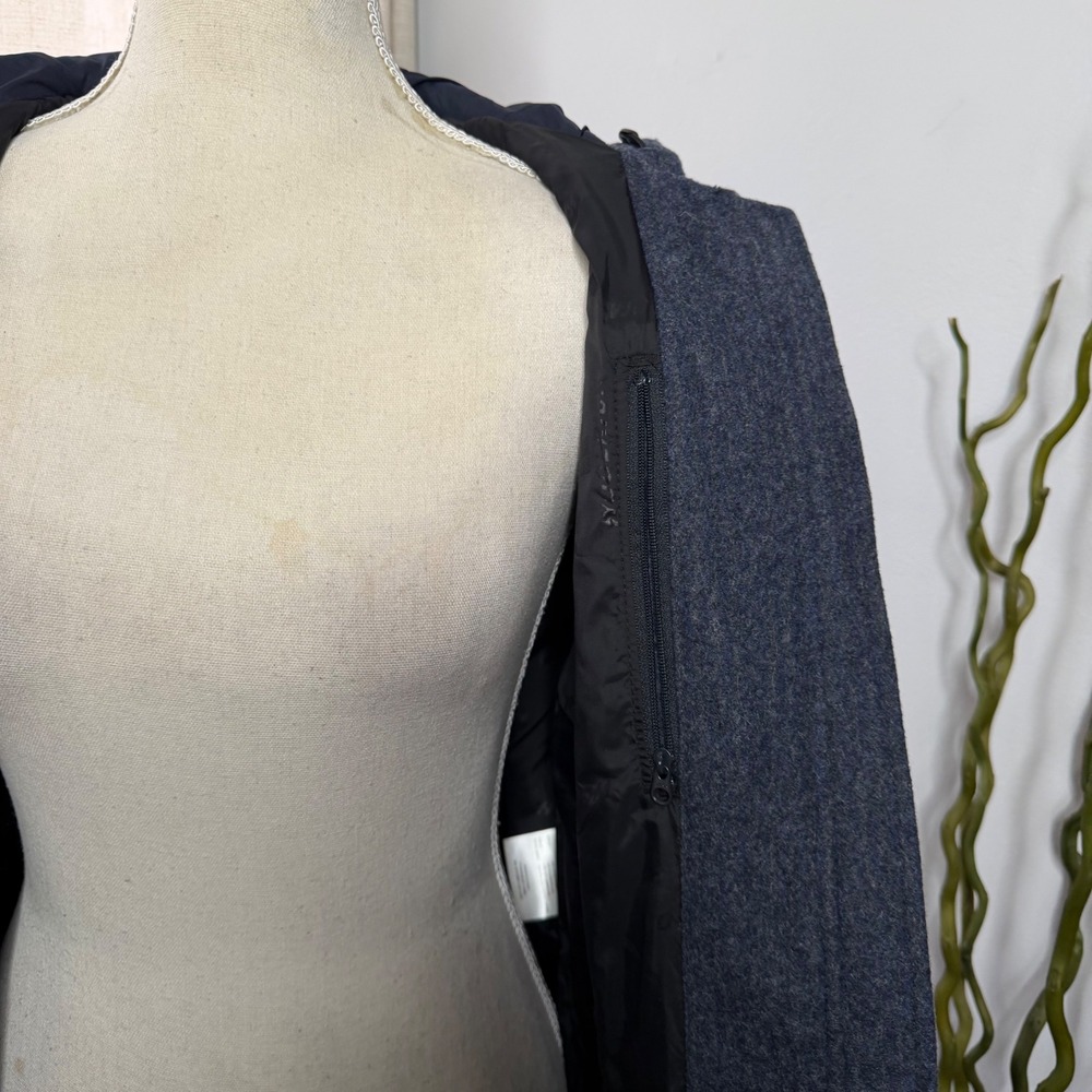 Woolrich Hooded Parka Jacket Coat Wool Blend Navy Blue Toggle Zip Women's SMALL - Picture 13 of 16